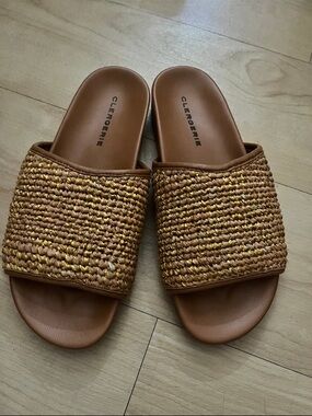 Clergerie Paris Raffia Woven Slide Sandals – Size 3